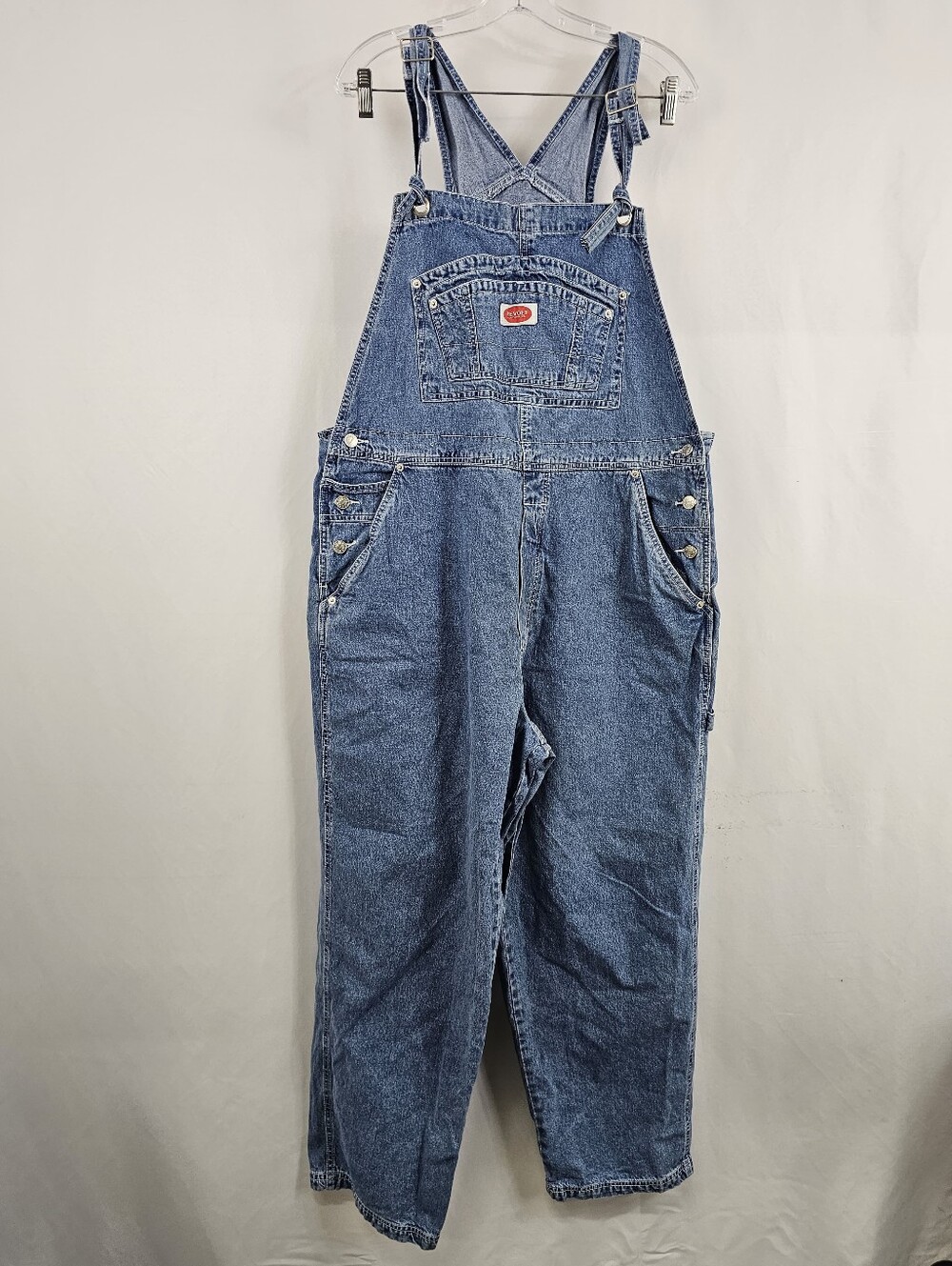 VTG Y2K Revolt Jeans Hong Kong Women's Blue Denim Bib Overalls, Sz 22